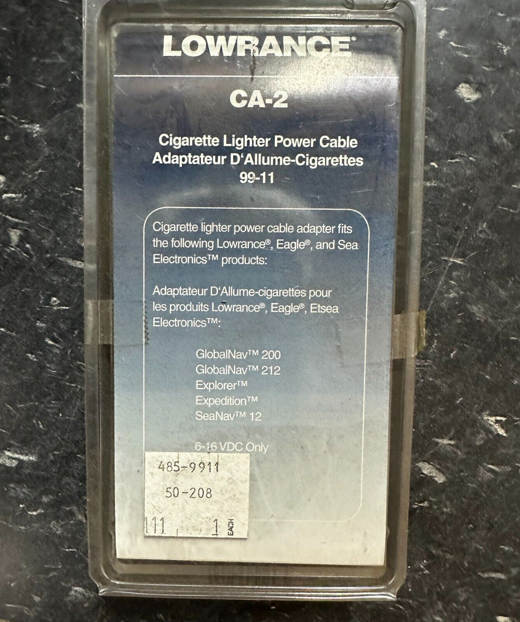 LOWRANCE CA-2 CIGARETTE LIGHTER POWER CABLE ADAPTER 000-0099-11