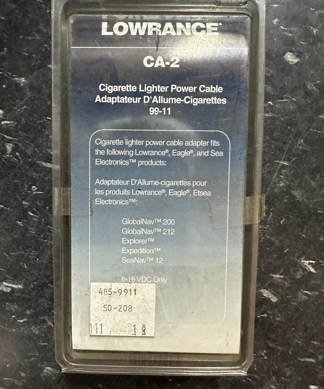 LOWRANCE CA-2 CIGARETTE LIGHTER POWER CABLE ADAPTER 000-0099-11