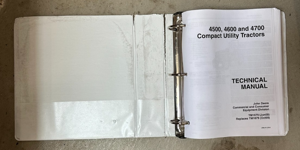 JOHN DEERE TM1679 TECHNICAL MANUAL BINDER 4500 4600 4700 COMPACT UTILITY TRACTOR