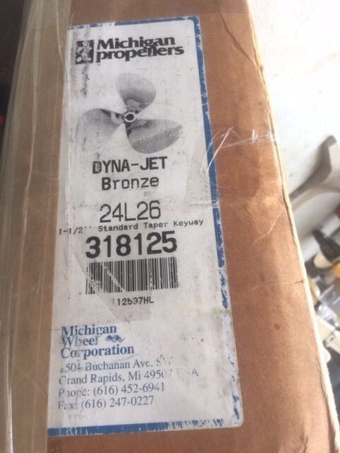 Brass Propeller, 3 Blade, 24 X 26 LH, 1-1/2" Taper, 318125 Michigan Wheel