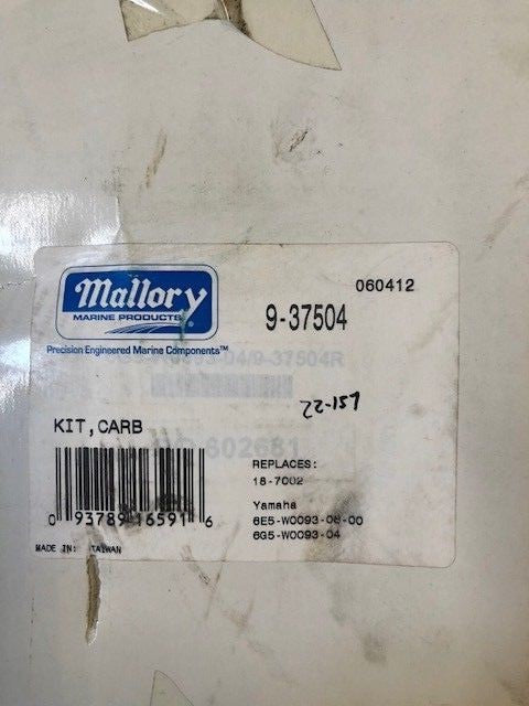 9-37504 Mallory Carb Carburator Kit, 18-7002, 6E5-W0093-08-00 Yamaha