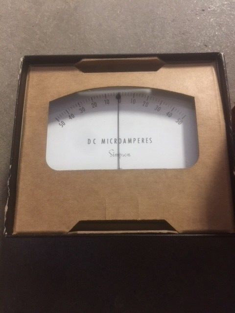 New Simpson Model 1329, 50-0-50 DC Microamps, Wide Vue, Cat No 4530 Annular