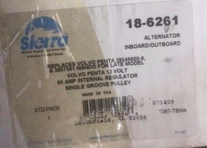 New 18-6261 Sierra Alternator Inboard/Outboard Volvo 38546600-6, Mando 3857561