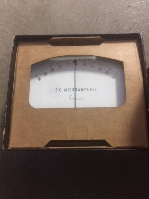 New Simpson Model 1329, 50-0-50 DC Microamps, Wide Vue, Cat No 4530 Annular