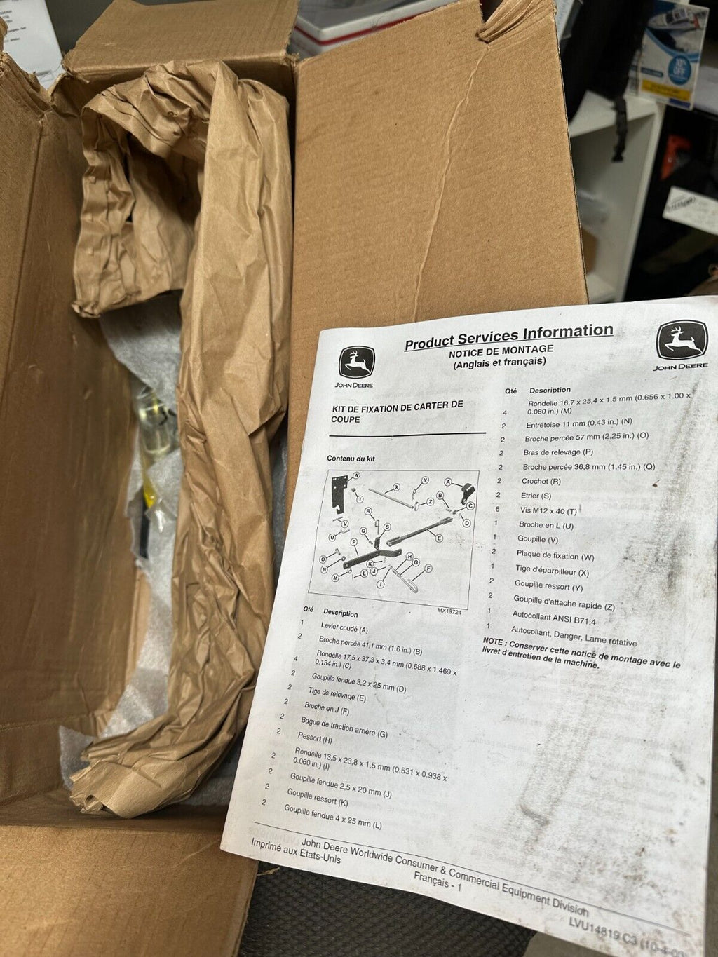 LVB25631 OEM JOHN DEERE LIFT ARM MOUNTING KIT