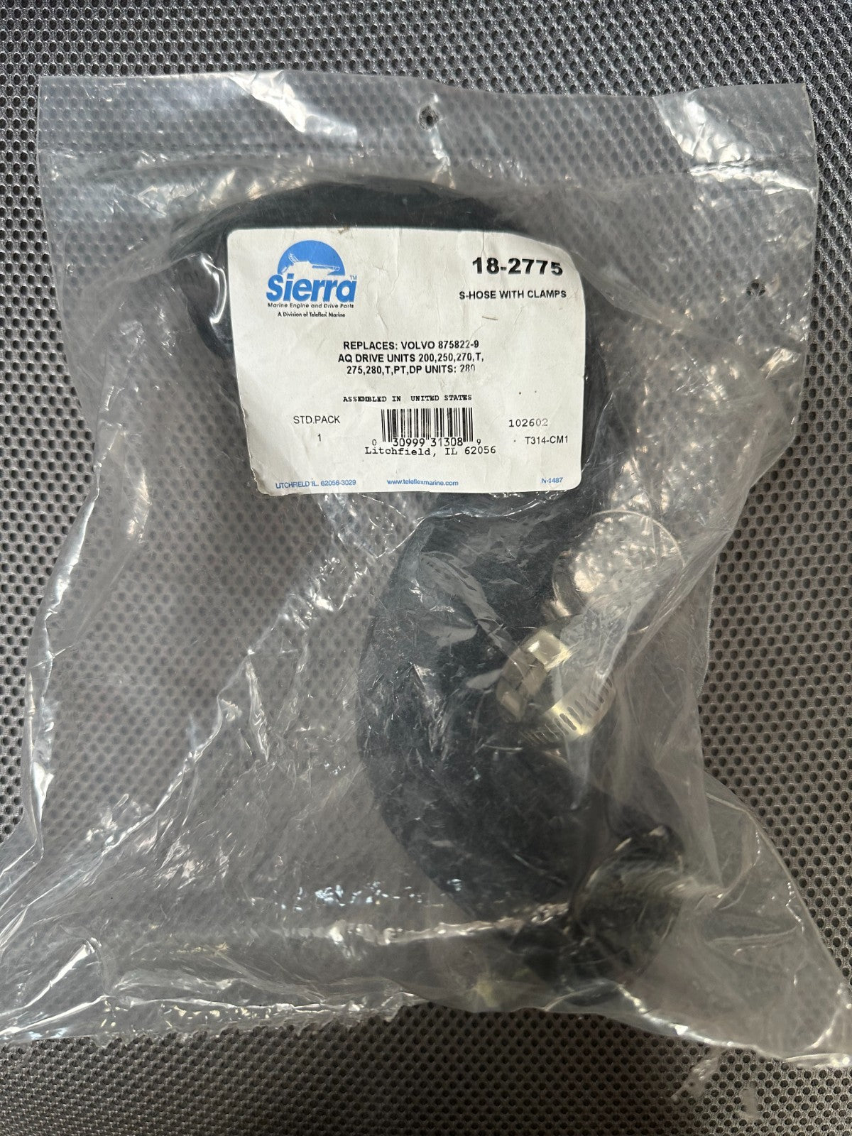 18-2775 SIERRA S-HOSE WITH CLAMPS, REPLASCES VOLVO 875822-9