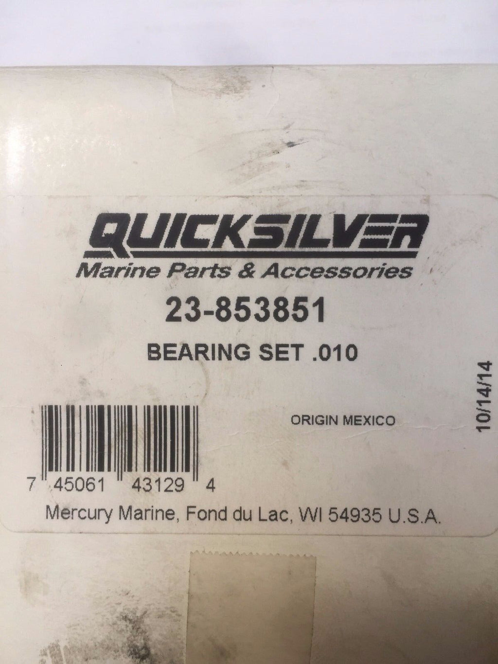 New 853851, 23-853851 OEM Quicksilver, Mercury, Mercruiser Bearing Set .010