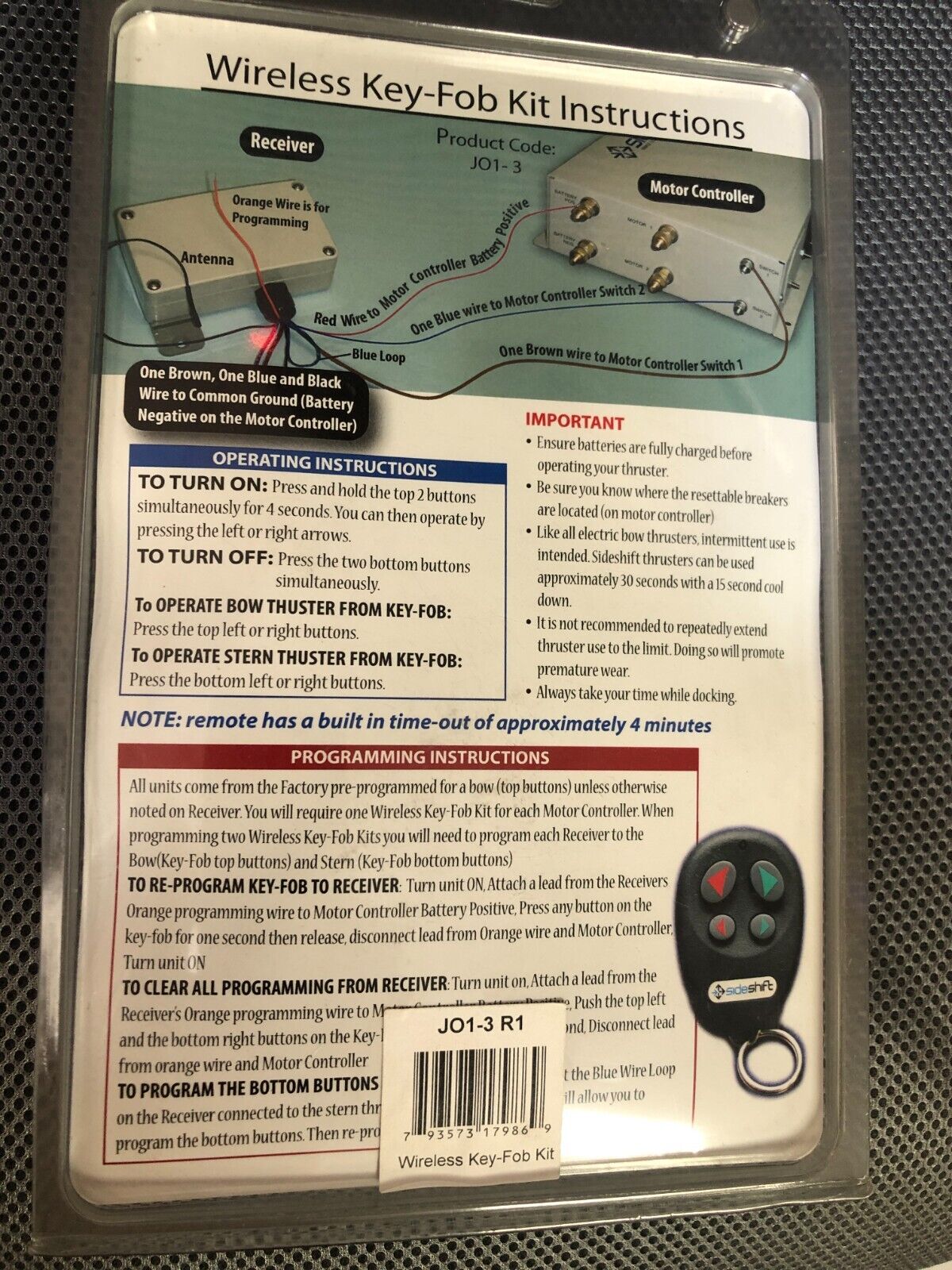 SIDESHIFT WIRELESS KEY-FOB KIT  J01-3