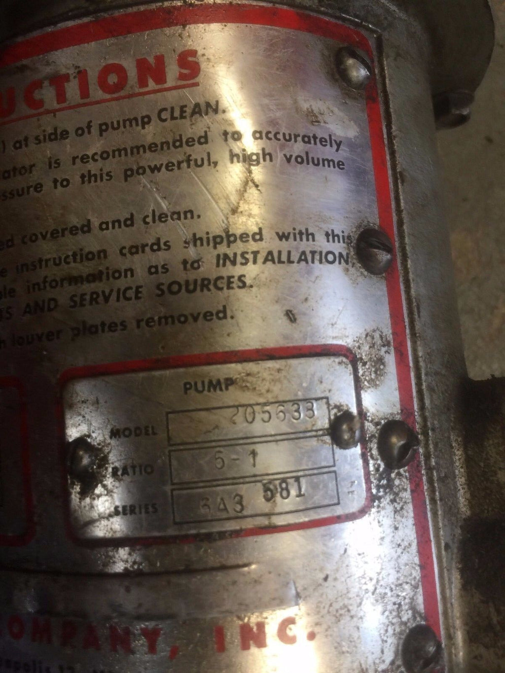 Used 205-997, 205633 Graco Air Powered Pump, 5:1 Ratio