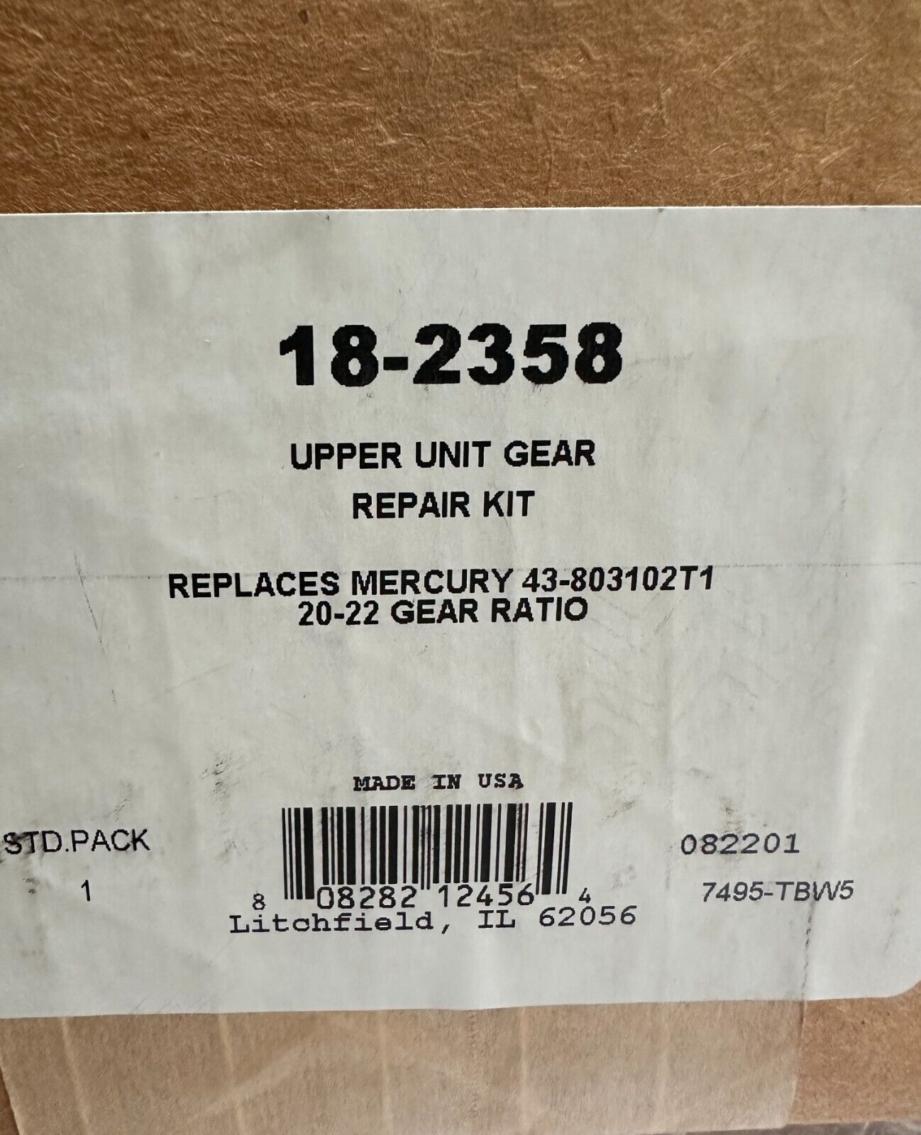 18-2358 UPPER UNIT GEAR REPAIR KIT 43-803102T1, 20-22 GEAR RATIO