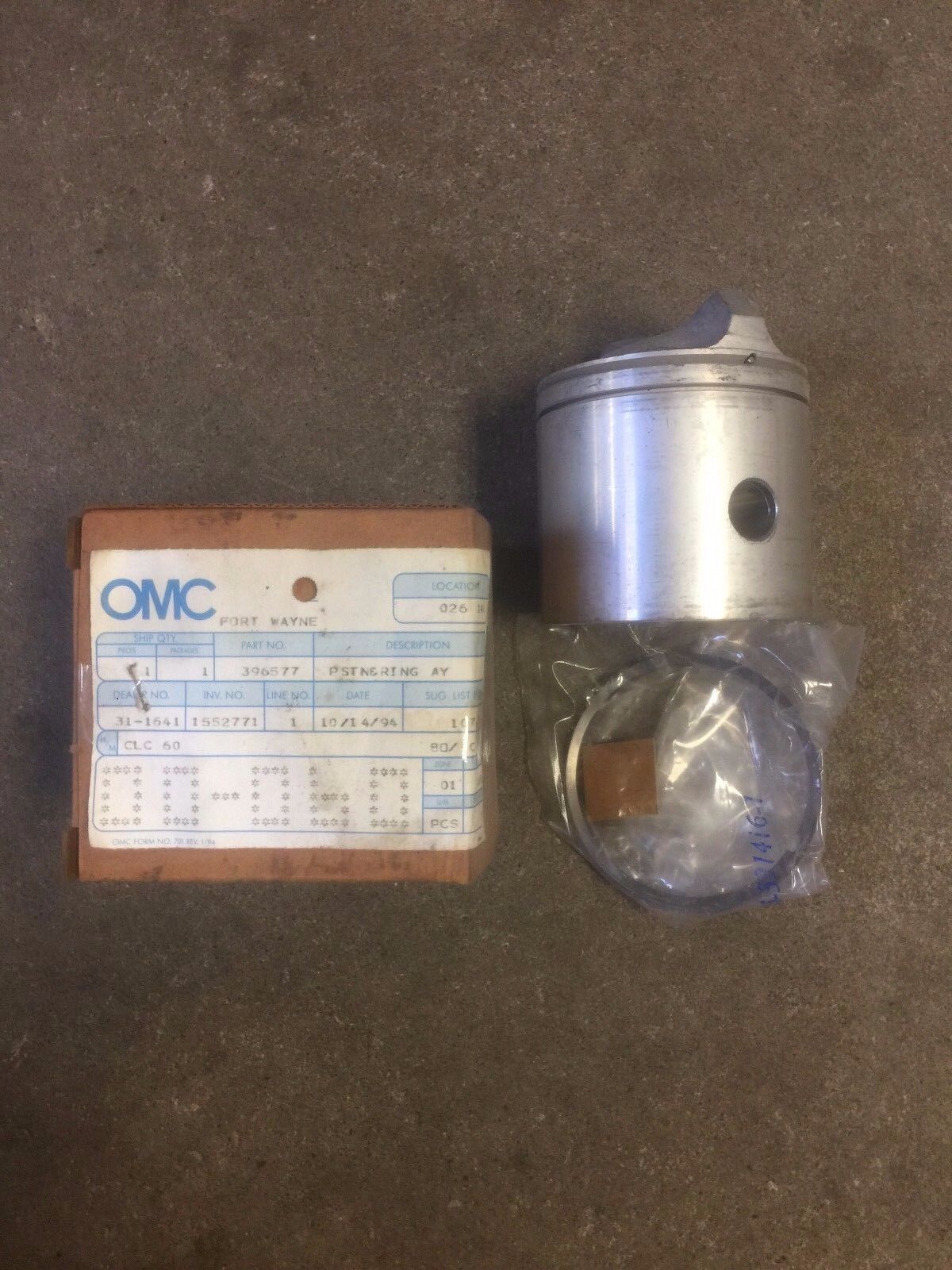 New 0396577, 396577 Piston and Ring Assembly, OEM OMC, Johnson, Evinrude