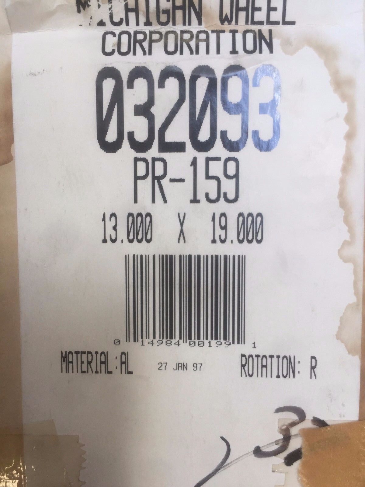 New 032093, PR-159 13X19 Michigan Wheel Propeller, 3 Blade