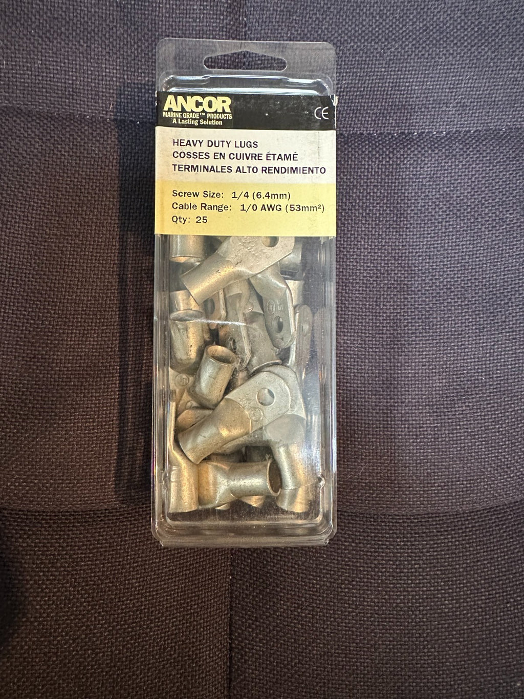 242284 Ancor Heavy Duty Lugs 1/4 Screw Size, 1/0 AWG, 25 Pieces