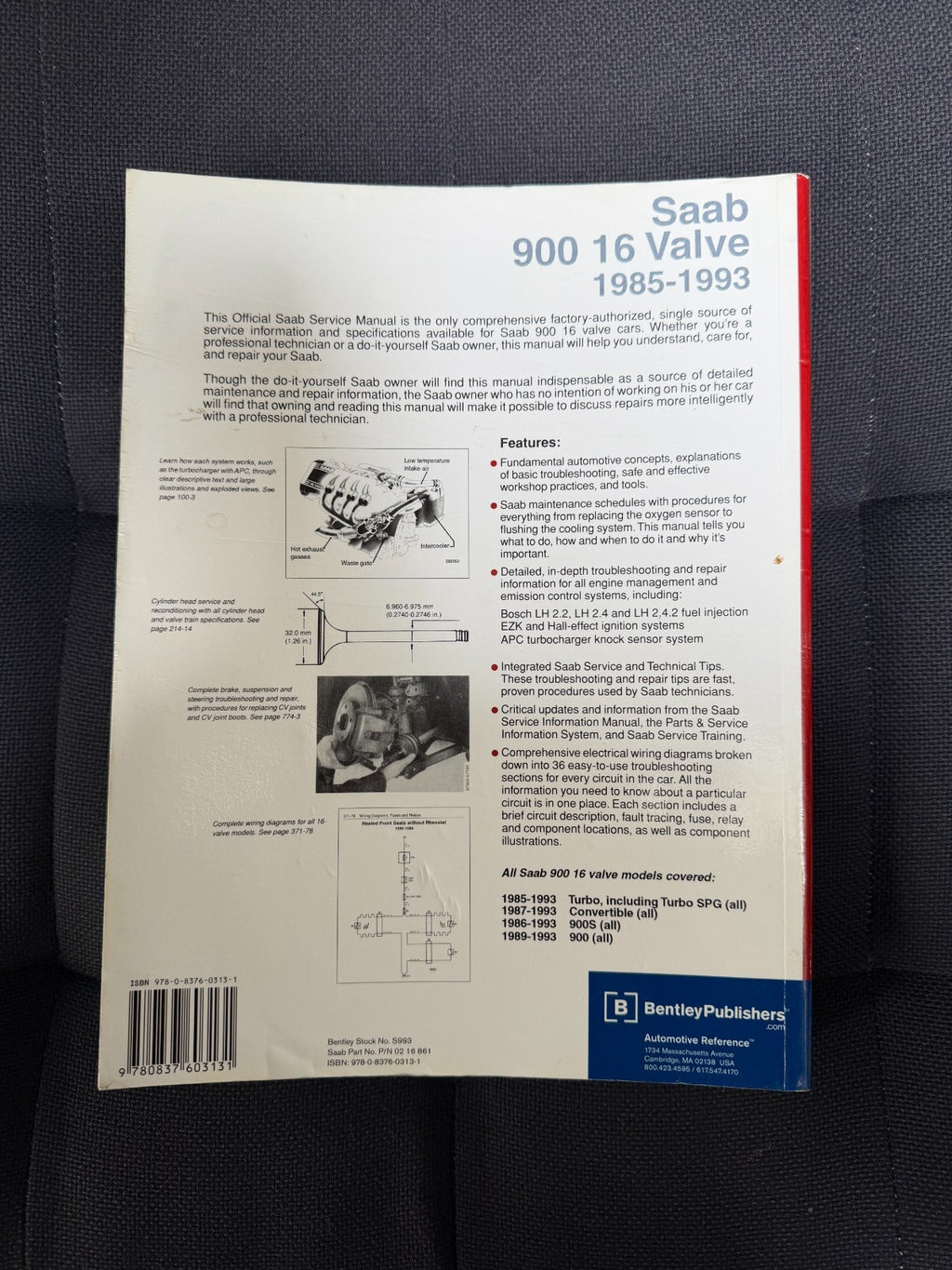SAAB 900 OFFICIAL SERVICE MANUAL 1985-1993, BENTLEY PUBLISHERS