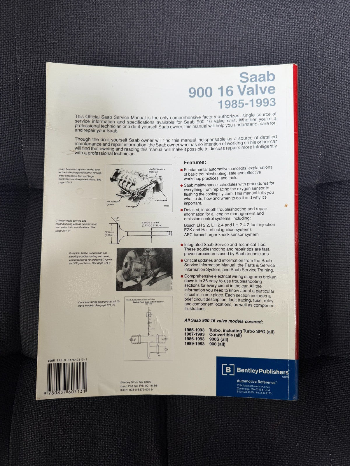 SAAB 900 OFFICIAL SERVICE MANUAL 1985-1993, BENTLEY PUBLISHERS