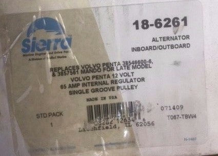 New 18-6261 Sierra Alternator Inboard/Outboard Volvo 38546600-6, Mando 3857561
