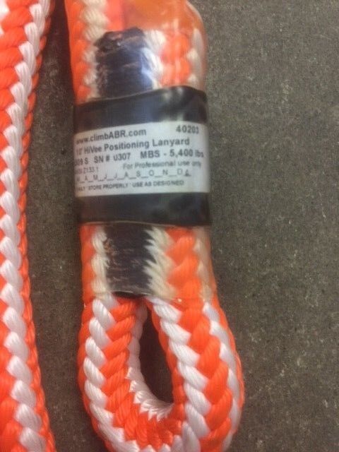 New ABR 3309 S, MBS 5,400 Lbs, 10' HiVee Poistioning Lanyard, Tree Rope