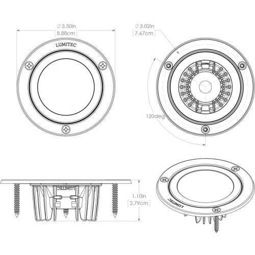 Lumitec Shadow - Flush Mount Down Light - Polished SS Finish - Non Dimming