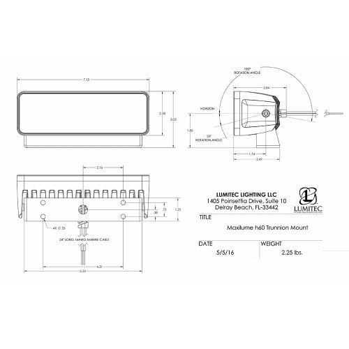 Lumitec Maxillumeh60 - Trunnion Flood Light - Dimming - White Housing