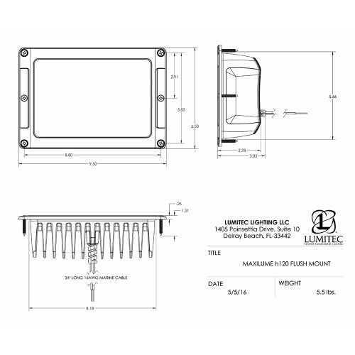 Lumitec Maxillumeh120 - Flush Flood Light - White Housing - Dimming
