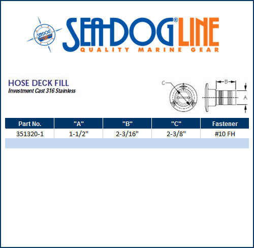Sea Dog Cast Stainless Fuel Deck Fill