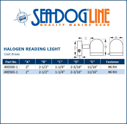 Sea Dog Halogen Reading Light