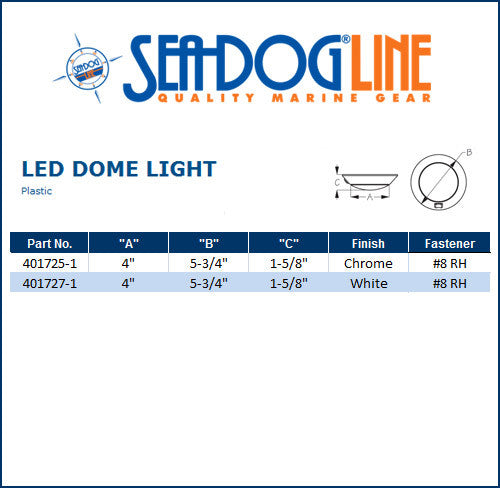 Sea Dog Chrome Led Dome Light 6''